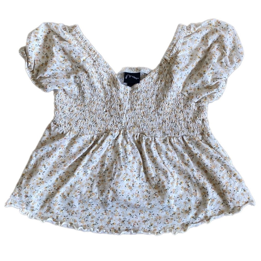 Art class Girls Smocked Crop Top Cream Floral Size Medium (7/8)